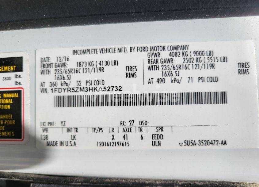 Photo 9 of 2017 Ford Transit CHASSIS (VIN 1FDYR5ZM3HKA52732)