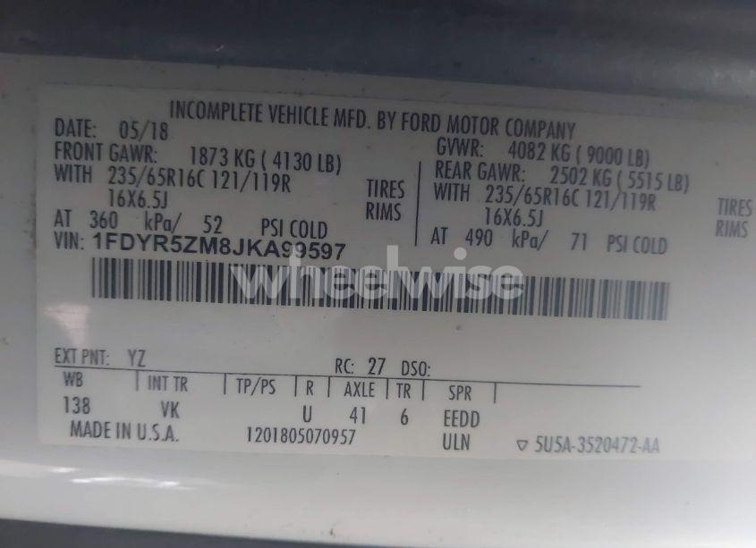 Photo 9 of 2018 Ford Transit-250 CAB (VIN 1FDYR5ZM8JKA99597)