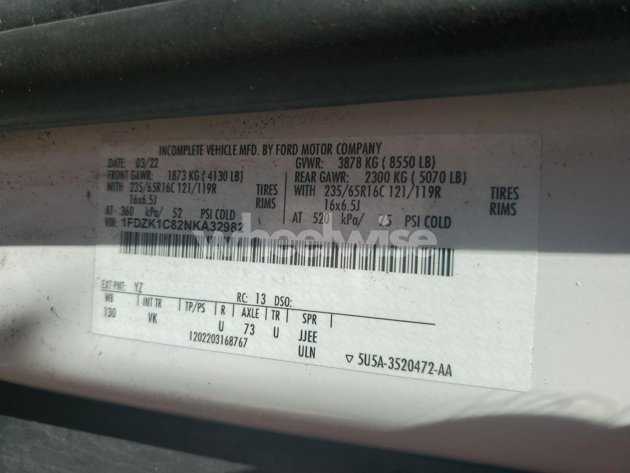 Photo 13 of 2022 FORD TRANSIT T-150 (VIN 1FDZK1C82NKA32982)