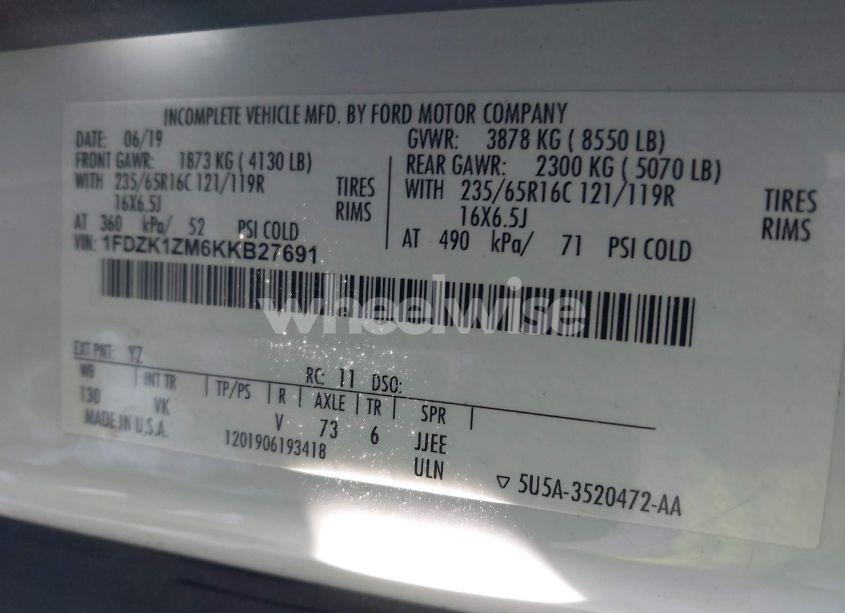 Photo 9 of 2019 Ford Transit-150 XL (VIN 1FDZK1ZM6KKB27691)