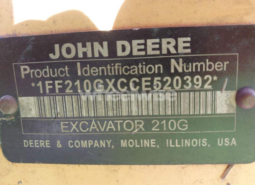 Photo 9 of 2012 John Deere 210G EXCAVATOR (VIN 1FF210GXCCE520392)