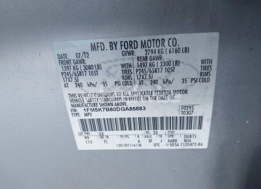 Photo 9 of 2013 Ford Explorer (VIN 1FM5K7B80DGA86883)