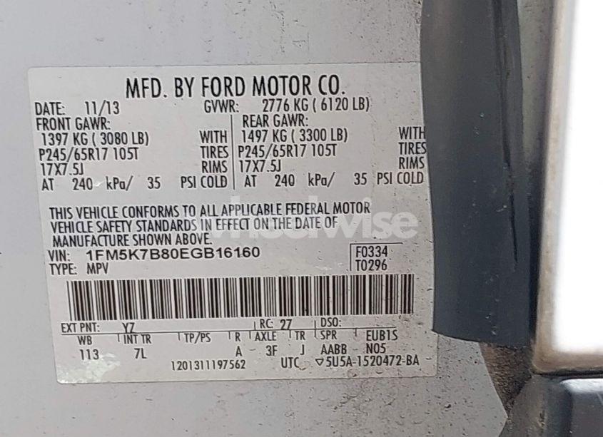 Photo 9 of 2014 Ford Explorer (VIN 1FM5K7B80EGB16160)