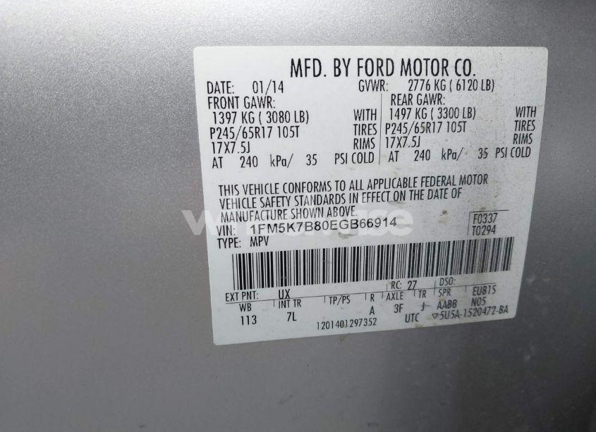 Photo 9 of 2014 Ford Explorer (VIN 1FM5K7B80EGB66914)