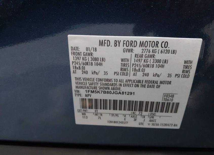 Photo 9 of 2018 Ford Explorer (VIN 1FM5K7B80JGA81291)