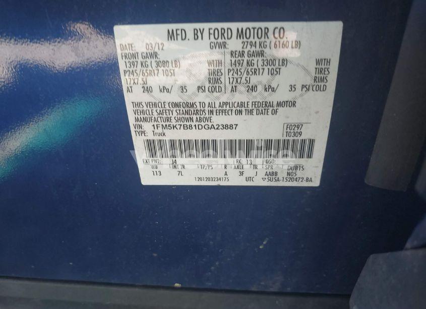 Photo 9 of 2013 Ford Explorer (VIN 1FM5K7B81DGA23887)