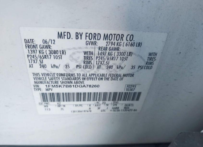 Photo 9 of 2013 Ford Explorer (VIN 1FM5K7B81DGA78260)