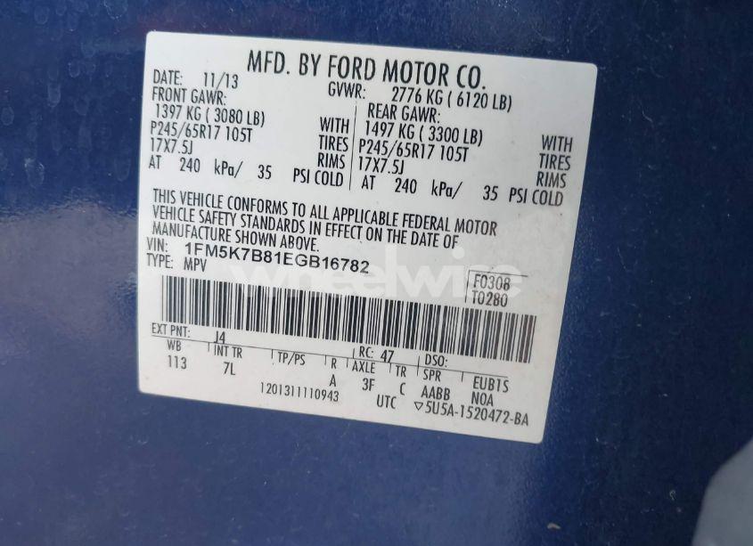 Photo 9 of 2014 Ford Explorer (VIN 1FM5K7B81EGB16782)