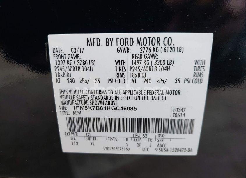 Photo 9 of 2017 Ford Explorer (VIN 1FM5K7B81HGC46985)