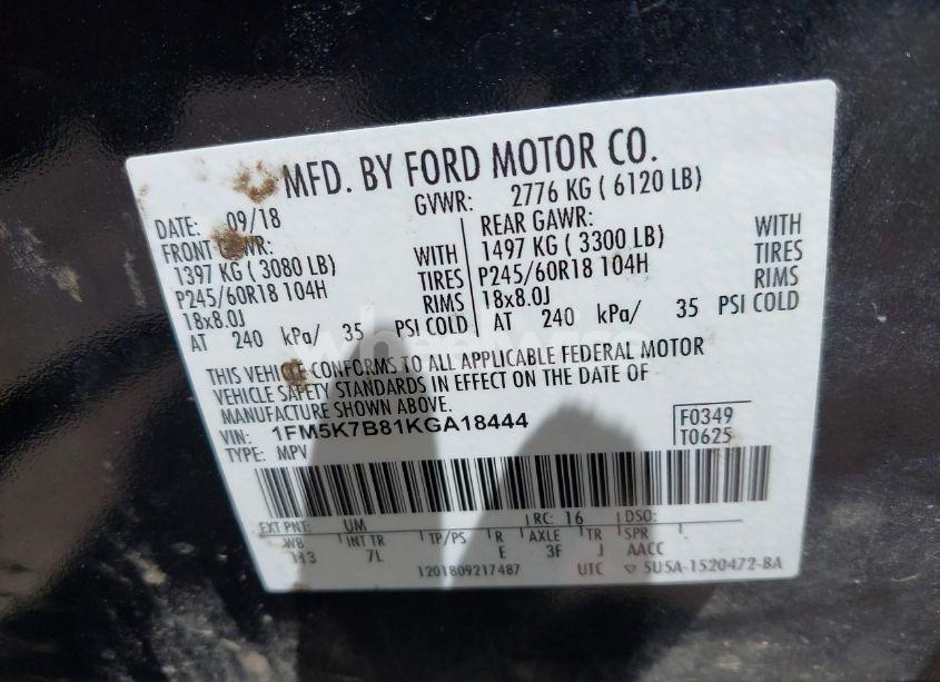 Photo 9 of 2019 Ford Explorer (VIN 1FM5K7B81KGA18444)