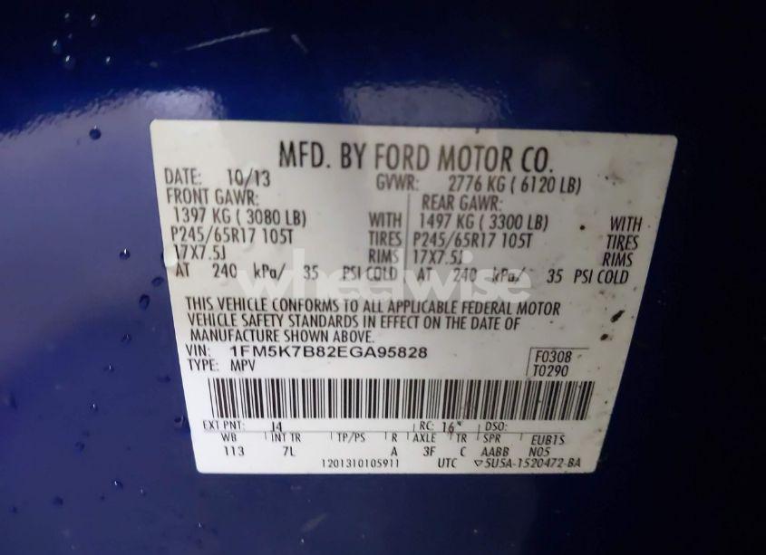 Photo 9 of 2014 Ford Explorer (VIN 1FM5K7B82EGA95828)