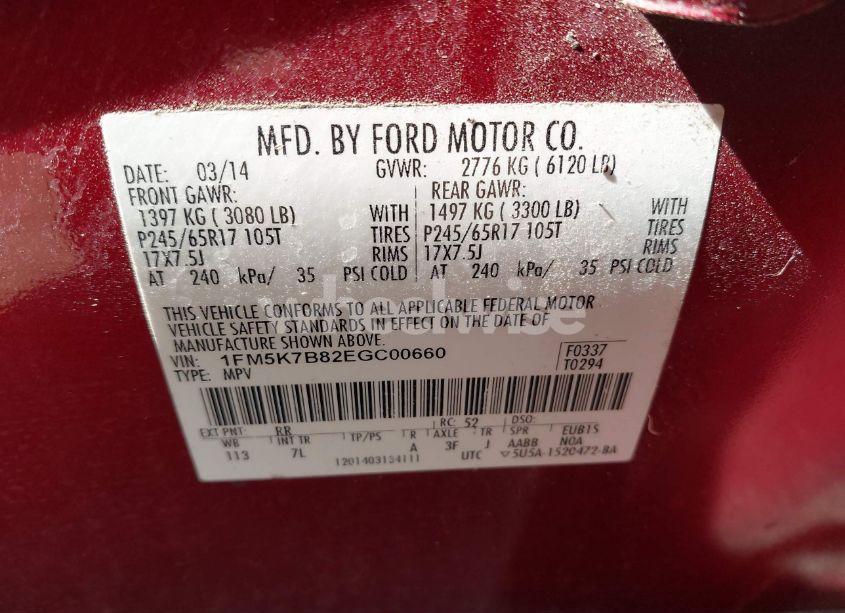 Photo 9 of 2014 Ford Explorer (VIN 1FM5K7B82EGC00660)