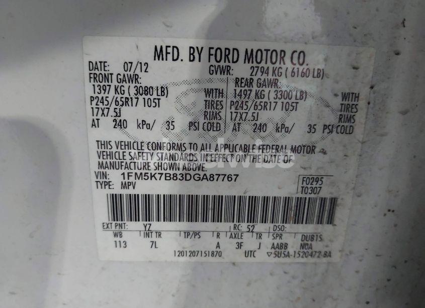 Photo 9 of 2013 Ford Explorer (VIN 1FM5K7B83DGA87767)