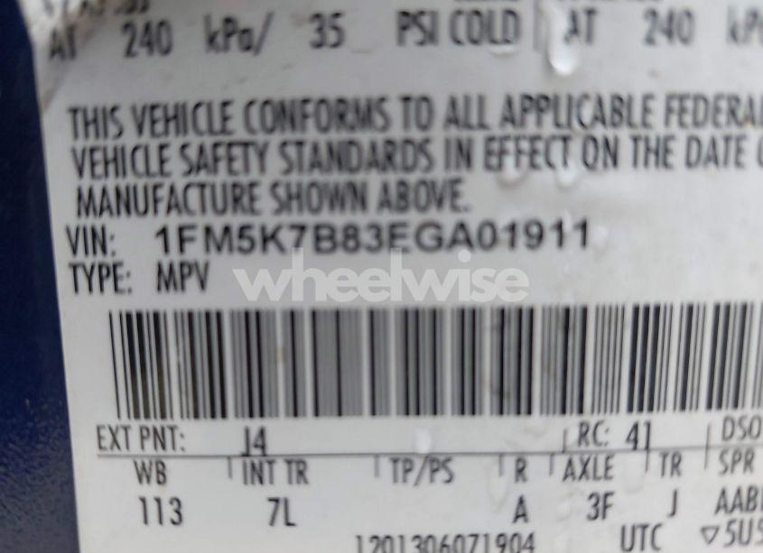 Photo 9 of 2014 Ford Explorer (VIN 1FM5K7B83EGA01911)