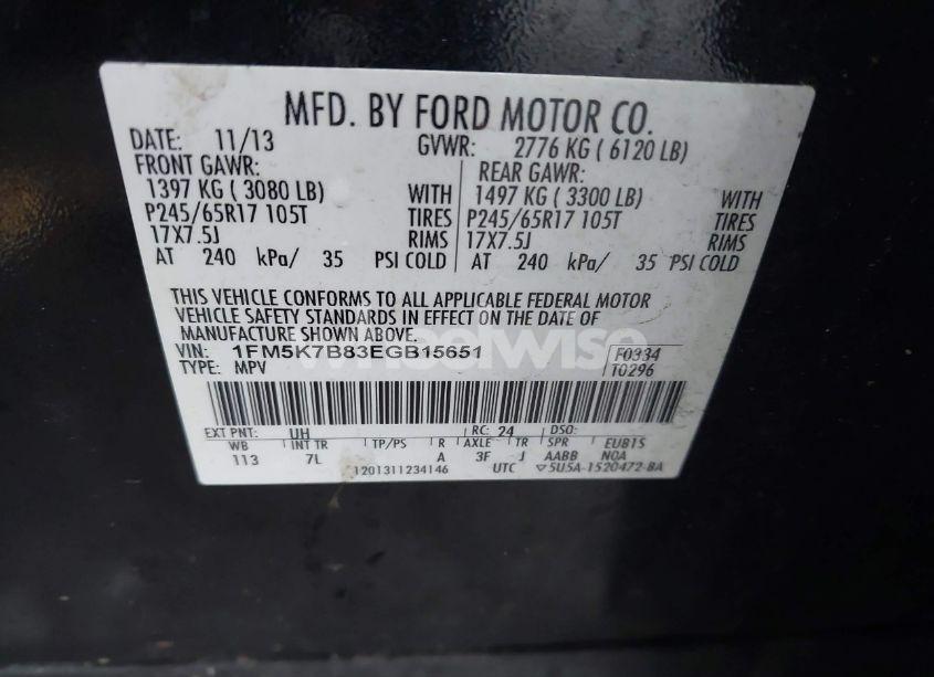 Photo 9 of 2014 Ford Explorer (VIN 1FM5K7B83EGB15651)