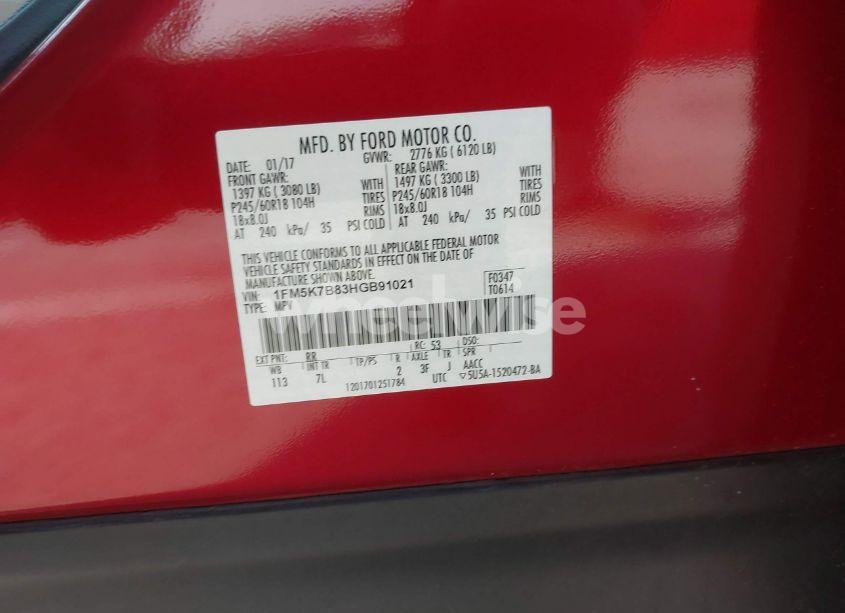 Photo 9 of 2017 Ford Explorer (VIN 1FM5K7B83HGB91021)