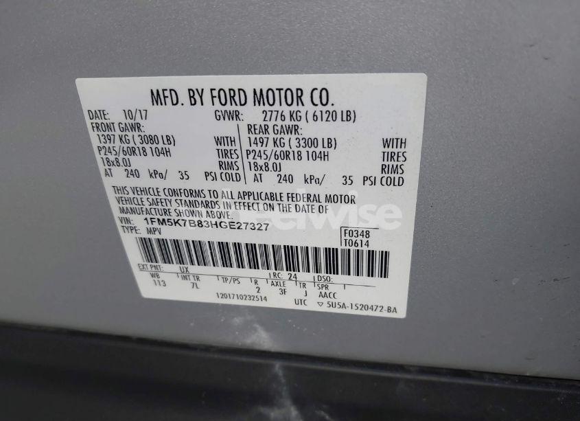 Photo 9 of 2017 Ford Explorer (VIN 1FM5K7B83HGE27327)