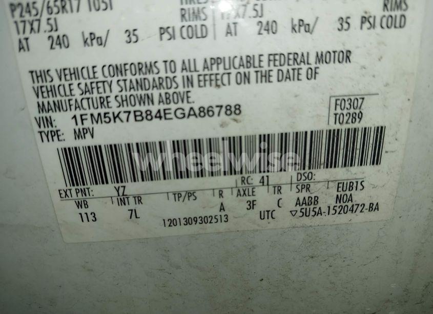 Photo 9 of 2014 Ford Explorer (VIN 1FM5K7B84EGA86788)