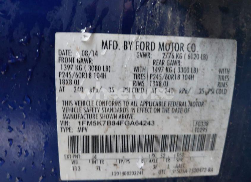 Photo 9 of 2015 Ford Explorer (VIN 1FM5K7B84FGA64243)