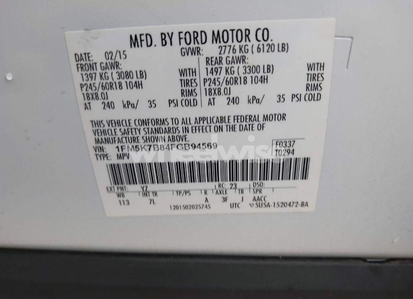 Photo 9 of 2015 Ford Explorer (VIN 1FM5K7B84FGB94569)