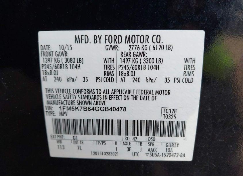 Photo 9 of 2016 Ford Explorer (VIN 1FM5K7B84GGB40478)