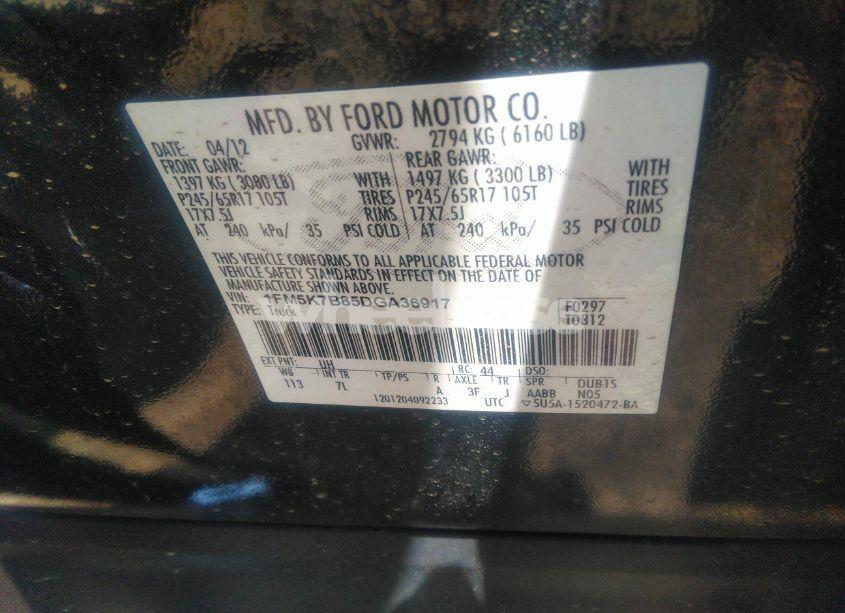 Photo 9 of 2013 Ford Explorer (VIN 1FM5K7B85DGA36917)