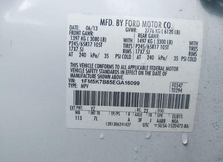 Photo 9 of 2014 Ford Explorer (VIN 1FM5K7B85EGA16099)