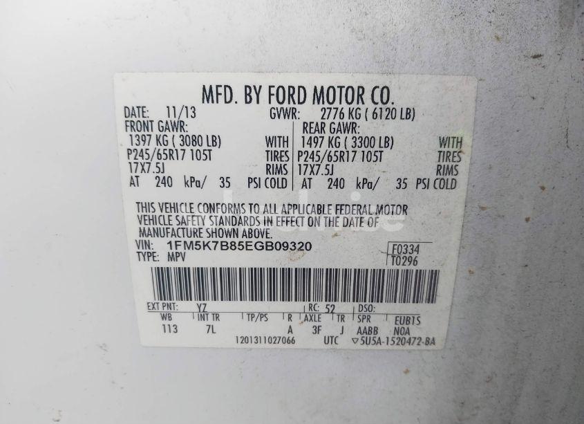 Photo 9 of 2014 Ford Explorer (VIN 1FM5K7B85EGB09320)