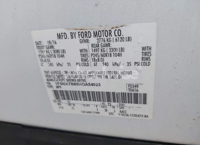 Photo 9 of 2017 Ford Explorer (VIN 1FM5K7B85HGA54923)