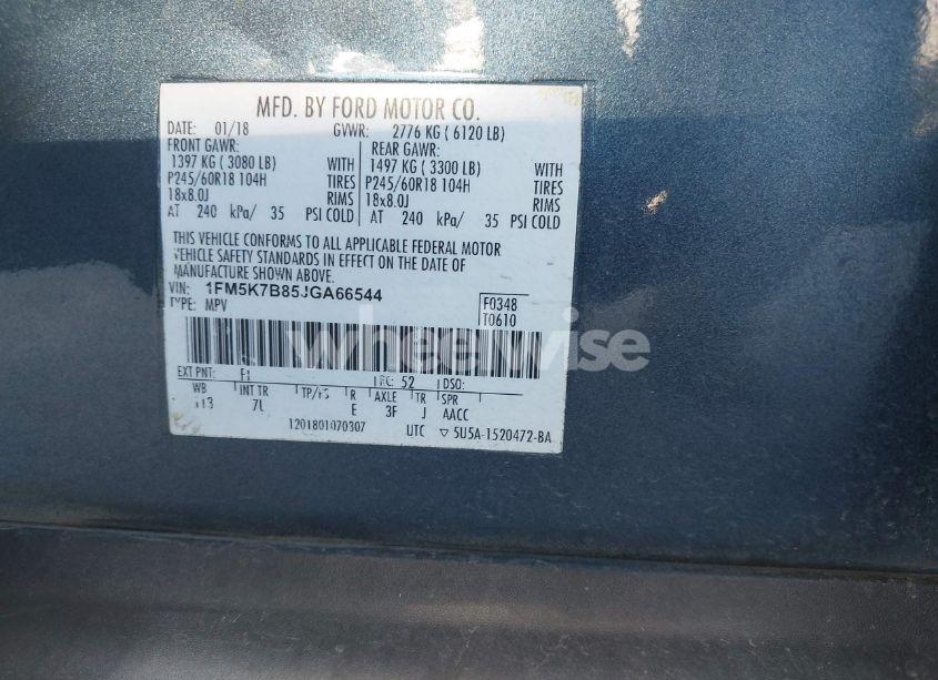 Photo 9 of 2018 Ford Explorer (VIN 1FM5K7B85JGA66544)