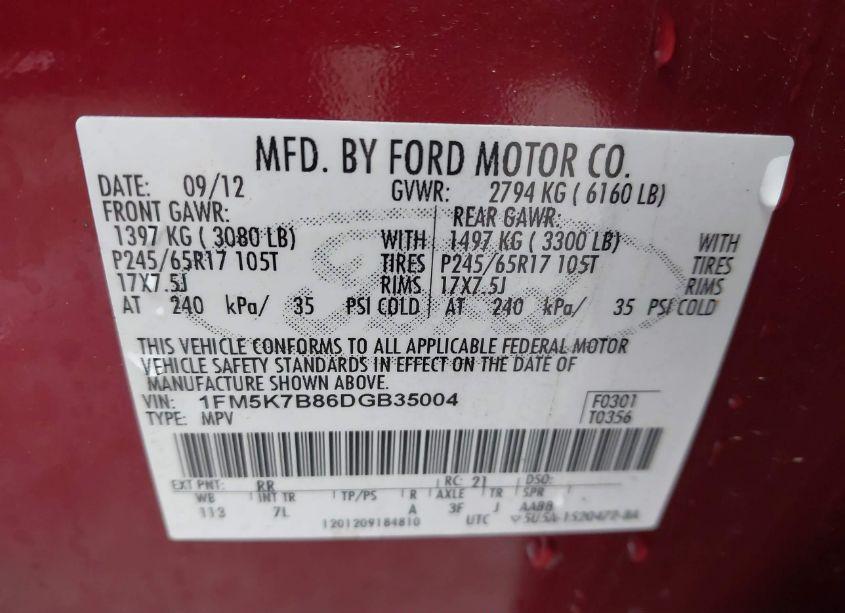 Photo 9 of 2013 Ford Explorer (VIN 1FM5K7B86DGB35004)