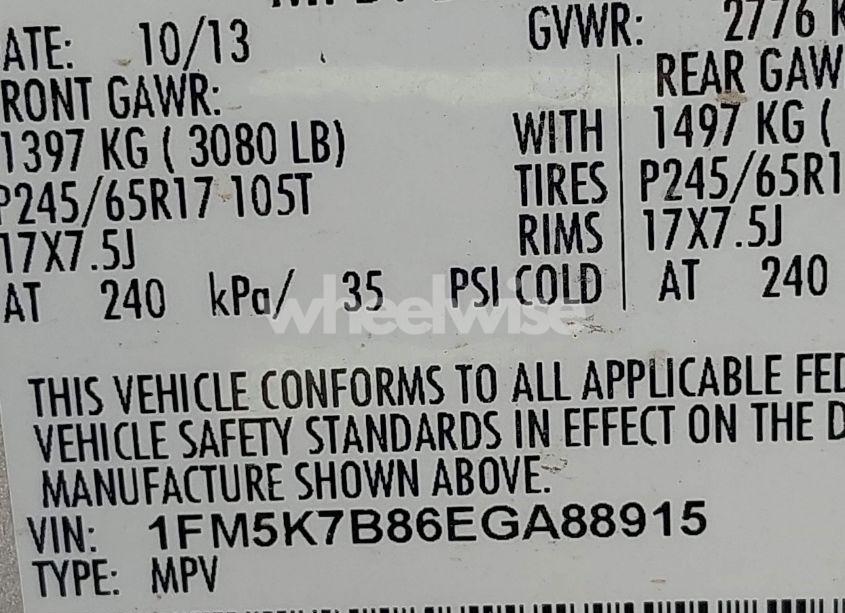 Photo 9 of 2014 Ford Explorer (VIN 1FM5K7B86EGA88915)