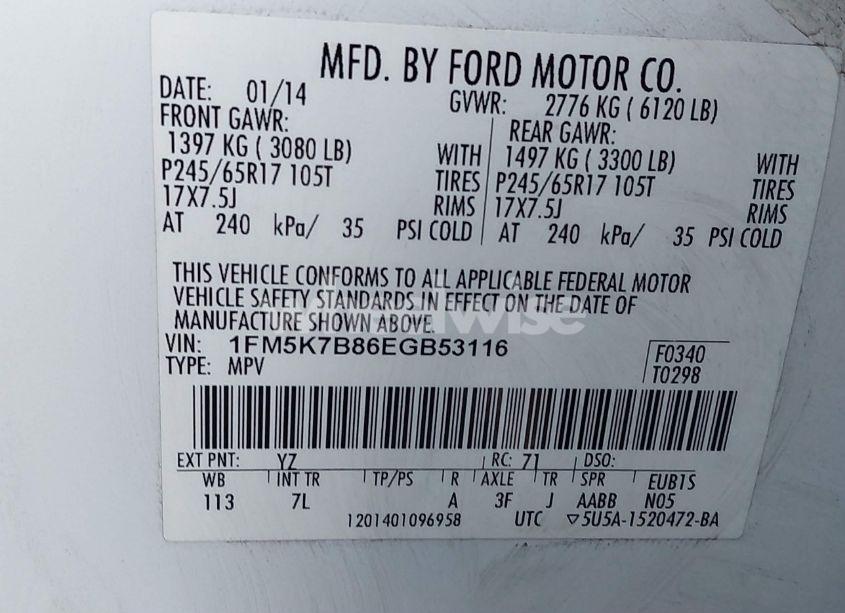 Photo 9 of 2014 Ford Explorer (VIN 1FM5K7B86EGB53116)