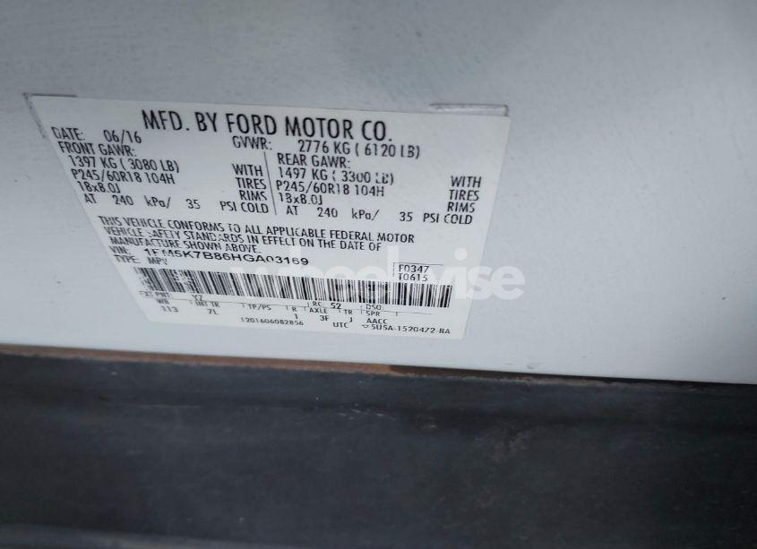 Photo 9 of 2017 Ford Explorer (VIN 1FM5K7B86HGA03169)