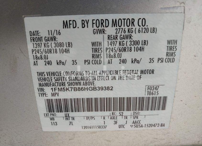 Photo 9 of 2017 Ford Explorer (VIN 1FM5K7B86HGB39382)