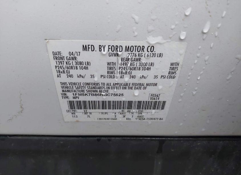 Photo 9 of 2017 Ford Explorer (VIN 1FM5K7B86HGC75625)