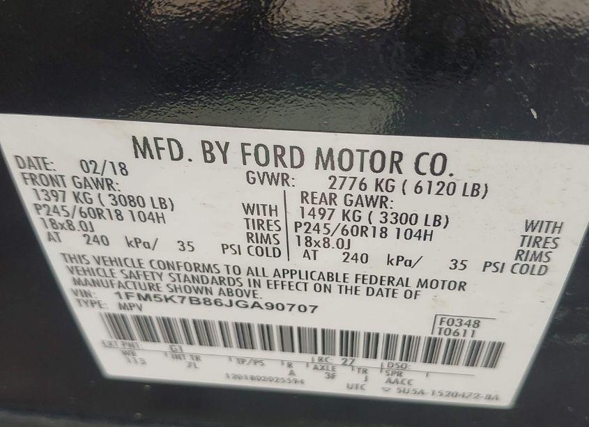 Photo 9 of 2018 Ford Explorer (VIN 1FM5K7B86JGA90707)