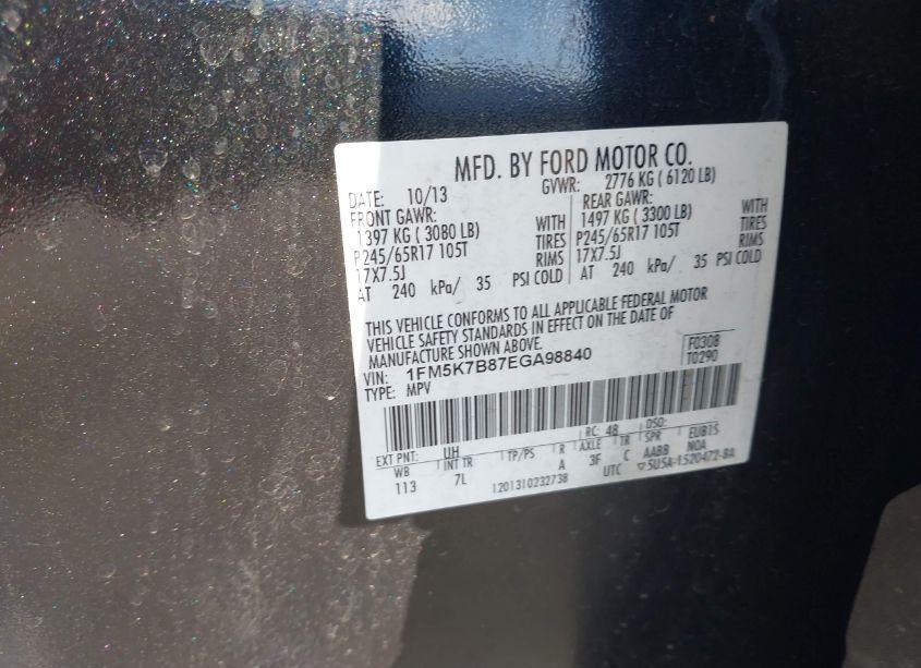 Photo 9 of 2014 Ford Explorer (VIN 1FM5K7B87EGA98840)