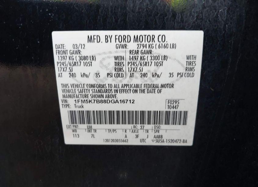 Photo 9 of 2013 Ford Explorer (VIN 1FM5K7B88DGA16712)