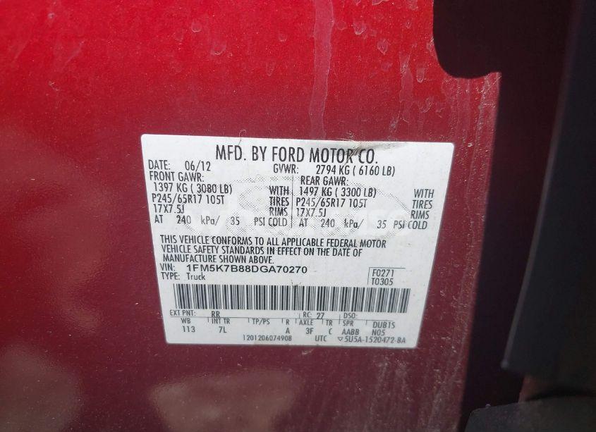 Photo 9 of 2013 Ford Explorer (VIN 1FM5K7B88DGA70270)