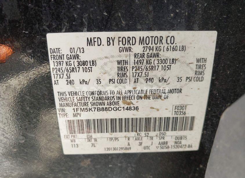 Photo 9 of 2013 Ford Explorer (VIN 1FM5K7B88DGC14836)