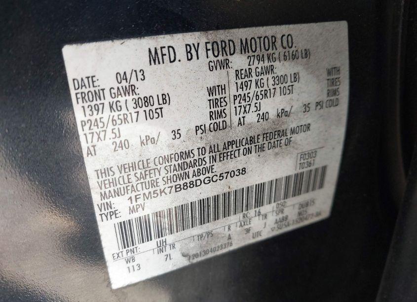 Photo 9 of 2013 Ford Explorer (VIN 1FM5K7B88DGC57038)