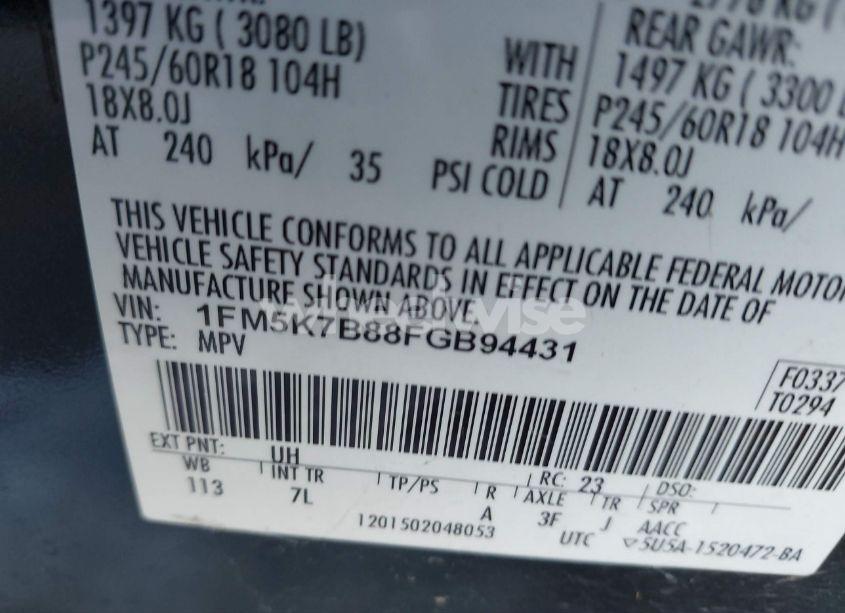 Photo 9 of 2015 Ford Explorer (VIN 1FM5K7B88FGB94431)