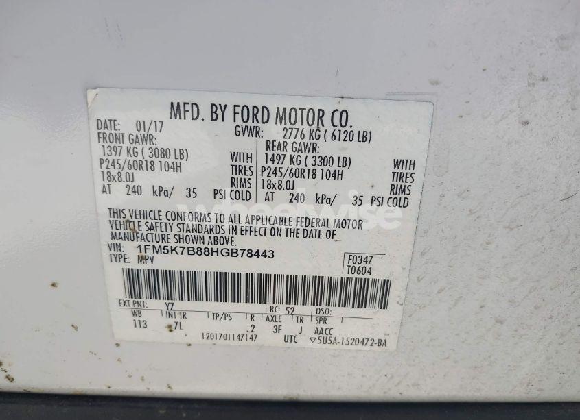 Photo 9 of 2017 Ford Explorer (VIN 1FM5K7B88HGB78443)