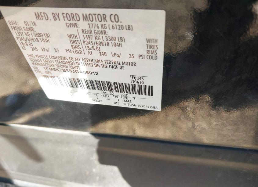 Photo 9 of 2018 Ford Explorer (VIN 1FM5K7B88JGA66912)