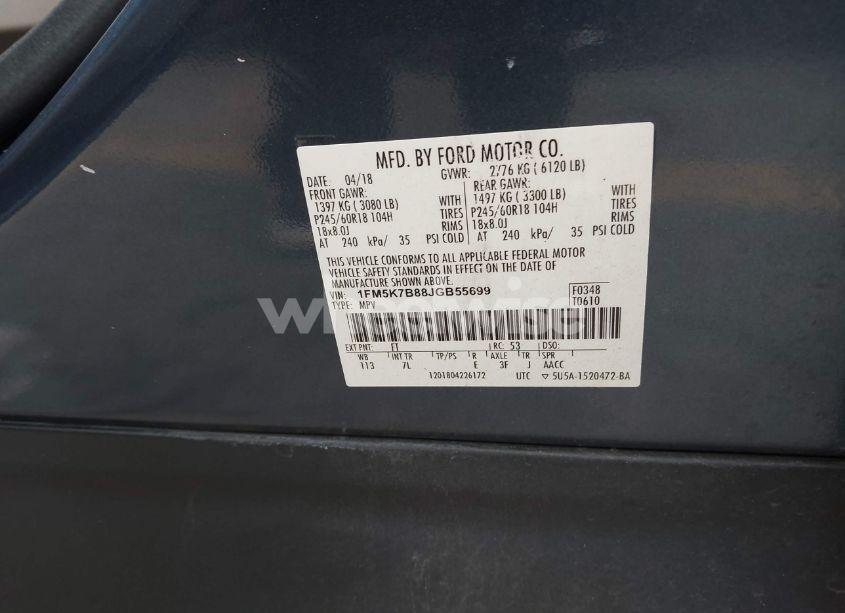 Photo 9 of 2018 Ford Explorer (VIN 1FM5K7B88JGB55699)