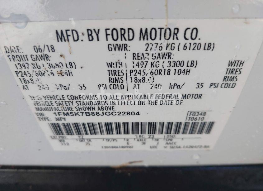 Photo 9 of 2018 Ford Explorer (VIN 1FM5K7B88JGC22804)