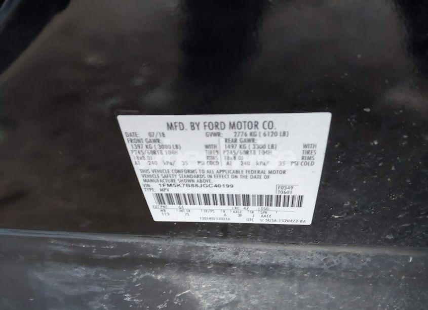 Photo 9 of 2018 Ford Explorer (VIN 1FM5K7B88JGC40199)