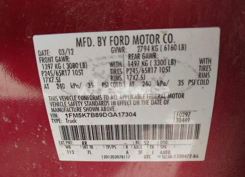 Photo 9 of 2013 Ford Explorer (VIN 1FM5K7B89DGA17304)