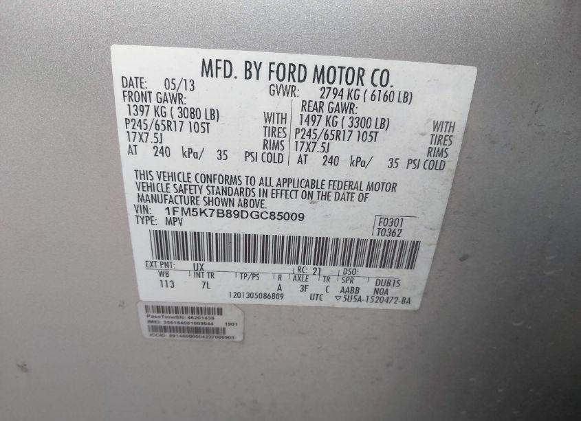 Photo 9 of 2013 Ford Explorer (VIN 1FM5K7B89DGC85009)